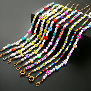 Boem Simulate Perla Cravată Colier Pentru Femei Colorate Lut Polimeric, Margele Accesorii Bijuterii Coliere
