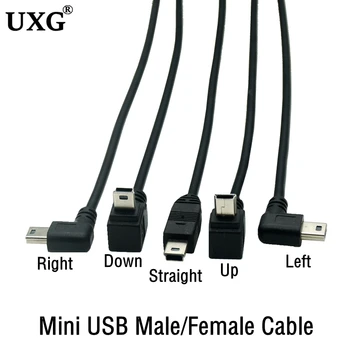 Cablu USB Mini 5Pin Plug de sex Masculin La Feminin Jack de Date de Extensie Adaptor de Plumb Cablu Stanga Dreapta Sus Jos Unghi de 90 de Grade Cablu de 25cm 1,5 m
