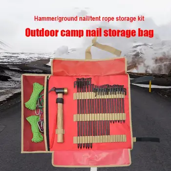 Camping De Unghii Sac De Depozitare Cort Baldachin Camping Nail Hammer Sac De Instrument Portabil Simplu Oxford Pânză Sac De Depozitare 62.5Cmx44Cm