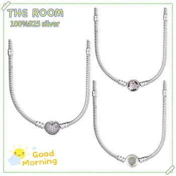 Cel mai bun de vânzare reale S925 Argint Pandora logo clipe șarpe Colier pentru femei petrecerea de ziua moda bijuterii