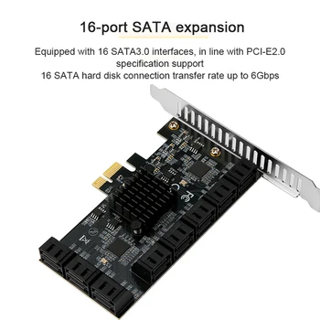 Chia Miniere Coloană SATA, PCIE Card de Expansiune PCI Express 1X la 16 Porturi SATA 3.0 6Gb Controller Adaptor pentru Calculator PC cu Cablu