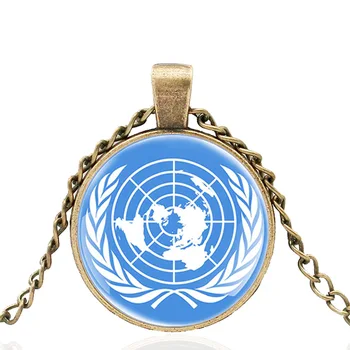 Clasic Națiunilor Unite ONU de Design de Sticlă Cabochon Bărbați Femei de Moda Pandantiv Colier Bijuterii Cadouri