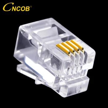 CNCOB 4P4C RJ9 receptor de telefon, conector 4-core audio conector 4-wire plug placat cu Aur de cupru chip 100buc
