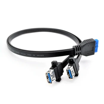 Conector USB 3.0, Montare pe Panou Dual Port USB 3.0 de sex Feminin Surub Montare pe Panou, de la Placa de baza 20 Pini Antet tv cu Cablu Cablu NOU