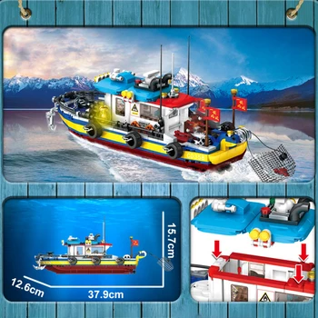 Creative Barca de Pescuit Serie de Nave Model de Cărămizi Setați Naviga pentru a Prinde Pește Joc de Blocuri de Constructii Jucarii pentru Copii, Cadouri de Craciun