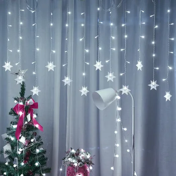 Crăciun Feston Fulgi de zăpadă Șir LED Lumini de Perdea de Lumina Impermeabil Petrecere de Vacanță de Basm Lumina Decoratiuni de Anul Nou