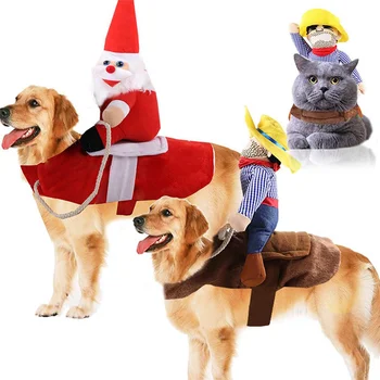 Câine de companie Costume de Crăciun Moș Crăciun Cowboy de Echitatie Sacou Haina Caine Haine de Crăciun pentru întreprinderile Mici Mijlocii Mari Câini