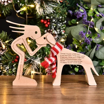 Câine din lemn de Crăciun Ornamente Pentru Decor Acasă Ambarcațiuni Figurina Decor de Anul Nou Creative Home Decor Minunat Cadou de Crăciun