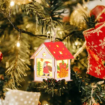 De crăciun, Casa de Lemn de Lumină LED Luminos Mini Cabina de Crăciun, Decorațiuni de Crăciun de pe Desktop Ornamente de Crăciun Copiii de Anul Nou Cadou