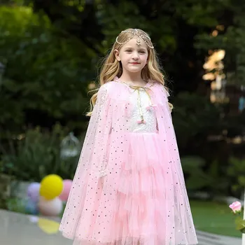 Fată Prințesă Costum Petrecere Cordon cu Paiete, Tul Cape, Pelerine de Halloween Rochie de Până Manta pentru Performanță Ziua de Lux Rochie