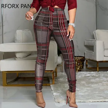 Femei de Moda Casual Mâneci Lungi Model Carouri Pantaloni&Blaturi solide de Înaltă Talie Pantaloni Set