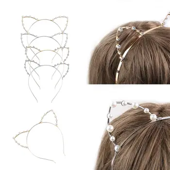 Femei Fete Banda de Păr Accessoriess Aliaj Strasuri Drăguț Pisică Ureche Bandă de Moda de Argint/aur Fox Urechi Pentru Femei Fete