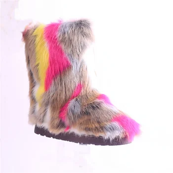 Femei Iarna Pluș Platforma de Bumbac, Pantofi de Moda de Înaltă Cizme de Zapada Doamnelor Faux Blana Cizme de sex Feminin Blană Cald Pantofi Marime Mare EU34-44