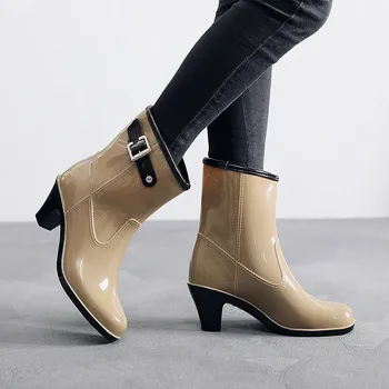 Femei PU rezistent la apa Lumina Moda Retro Cizme de sex Feminin Tocuri Pantofi Casual Office Stralucitoare de Iarna Toamna Confortabil Zapatos Mujer 2021