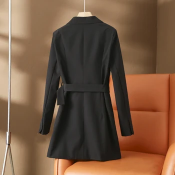 Garaouy 2022 Anglia Sacou Rochie De Culoare Solidă Femei De Muncă Nou Blazer Jacheta Casual Eșarfe Liber Jachete De Costum Feminin De Îmbrăcăminte Exterioară