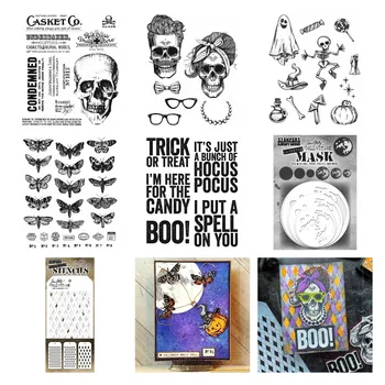 Halloween Fluture Craniu Doodles Luna Alfabetul Tăiere de Metal Moare Timbre Stencil Scrapbooking Album Decorare DIY Card 2021