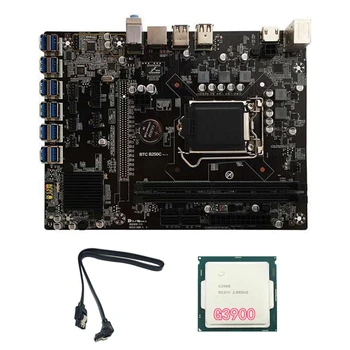 HOT-BTC B250C Miniere Placa de baza cu G3900 CPU+Cablu SATA 12XPCIE să USB3.0 Grafică Slot pentru Card LGA1151 Suport DDR4 pentru BTC