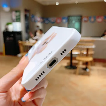 Iepuras drăguț Urs de Sticlă Lichid Telefon Caz Pentru iPhone 11 12 Pro Max Telefoane Mobile Shell 7 8 Plus X XS XR Kawaii Smartphone-uri de Acoperire
