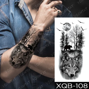 Impermeabil Tatuaj Temporar Autocolant Cioara Craniu De Dragon Lup Sabia Flash Tatuaje Tigru Pădure Body Art Brațul Fals Maneci Tatuaj Bărbați