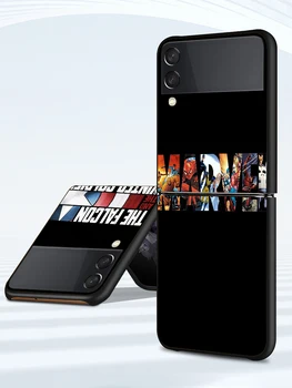 Logo-ul Marvel rece rezistent la Șocuri Acoperire pentru Samsung Galaxy Z Flip Flip3 5G Negru Telefon Caz Coajă Tare Fundas Coque Capa