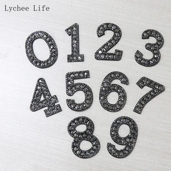 Lychee Viata Numărul Alfabetul Paiete Patch-uri Brodate Fier pe Numărul de Patch-uri pentru Îmbrăcăminte Numele Insigna Diy Accesorii de Cusut
