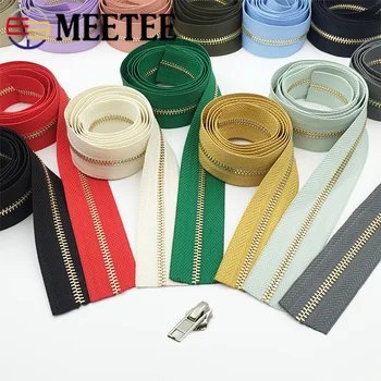 Meetee 1/3M 3# Fermoare Metalice Cod Încărcare Bobină Dinți de Aur Fermoare pentru Imbracaminte Pungă Zip Repair Kit DIY Îmbrăcăminte Coase Fermoar Material