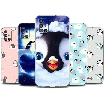 Minunat drăguț Pinguin Transparent Caz Pentru Samsung Galaxy A51 A71 A21s A31 A12 A32 5G A21 UE A52 4G A41 A11 A22 TPU Capacul Telefonului