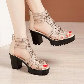 NOI Femeile de Vară Plasă de Dantelă Pantofi Gură de Pește cu Toc Ladys Sandale cu Platforma Rochie de Seara, Pantofi de Nunta Potrives Zapatos De Mujer