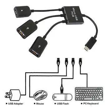 Noul Micro HUB USB 3-Port Micro USB Pentru Android Tablet PC Computer Samsung Galaxy Putere de Încărcare Hub OTG Conector de Cablu Spliter