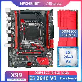Placa de baza X99 Set Kit cu procesor Intel Xeon E5 2640 V3 LGA 2011-3 CPU 4*8GB(32GB) DDR4 ECC REG RAM 2133 mhz M-ATX NVME M. 2 SSD RS9