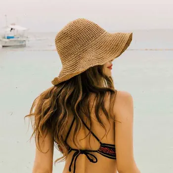 Pliere Pălărie de Paie pentru Femei Excursie de Vară Parasolar Vacanță Pălărie Rece pe Litoral Plaja Hat Valul Pălării de Vară