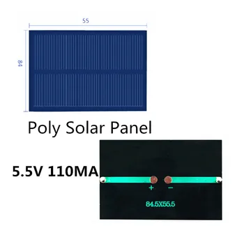 Poli Panou Solar 5.5 V 100MA pentru DIY știință și tehnologie de producție de panouri fotovoltaice 84*55MM