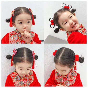 Stil chinezesc copii Tang haine pereche Clip de Anul Nou antic ciucure ac de păr Set de Fete de sărbătoare copil accesorii de par