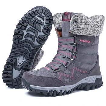 SusuGrace Mărimea 42 de Zăpadă Înalt Pantofi de Iarna pentru Femei Cizme Înalte în aer liber Dantela-up Rezistent la Alunecare Botas De Mujer de Pluș Cald Căptușite