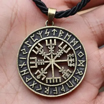 Viking Odin Simbol Rune Amuletă În Runic Cerc Pandantiv Busola Viking Vegvisir Moda Colier
