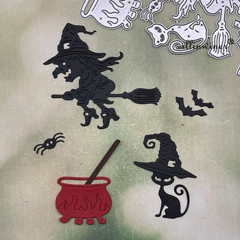 Vrăjitoare de Halloween decor de Metal de Tăiere Moare Șabloane Muri Tăiate pentru DIY Scrapbooking Album Hârtie Carte de Relief