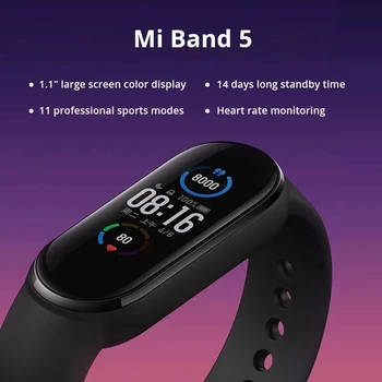 Xiaomi Mi Band 5 Inteligente Miband Sport Bratara Heart Rate Monitor de Fitness Tracker 1.1 Inch Ecran AMOLED Bratara Versiune Globală